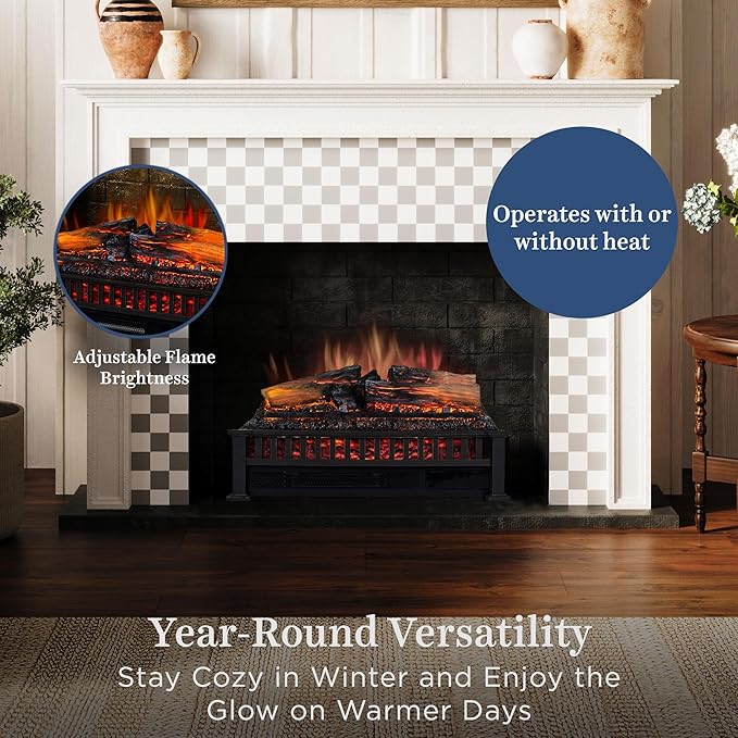 Country Living Electric Fireplace Logs, 20” LED Electric Fireplace Inserts - Image 4