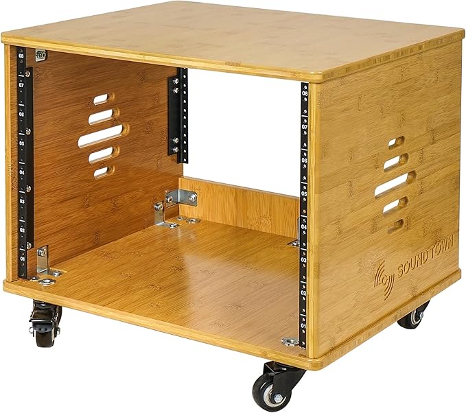 Sound Town DIY 8U Solid Carbonized Bamboo Studio Rack w/ 16" Depth, Ventilation - Image 4