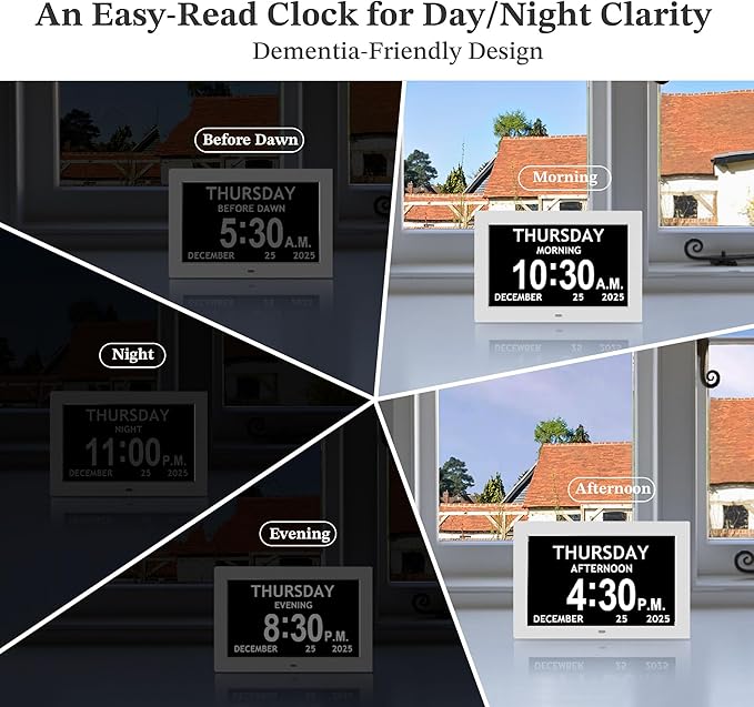 10.1'' Extra Large Digital Clock, 1280*800p HD Display, Dementia Clock - Image 7