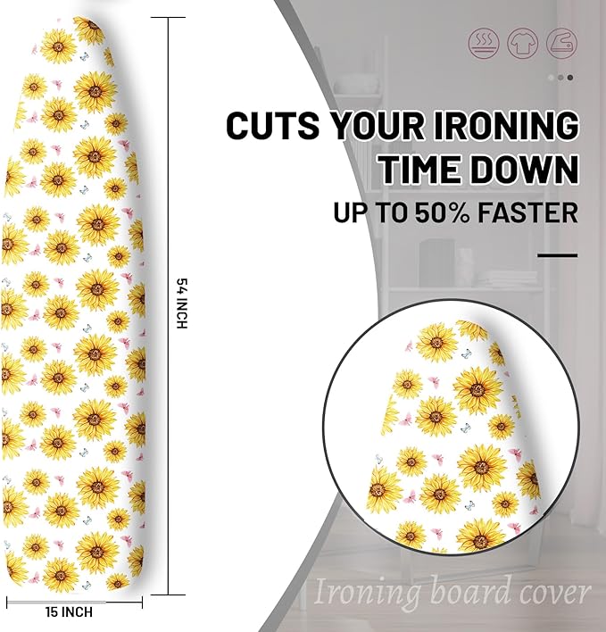Extra Thick Ironing Board Cover and Pad, Summer Sunflowers 15x54 Ironing Board - Image 2