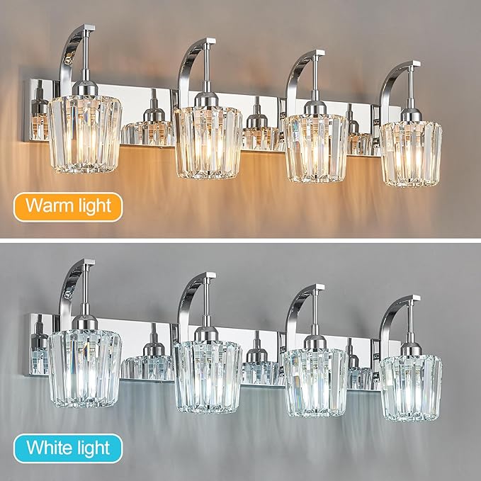FDPBY Modern Bathroom Vanity Light, 4-Light Chrome Wall Sconce - Image 5
