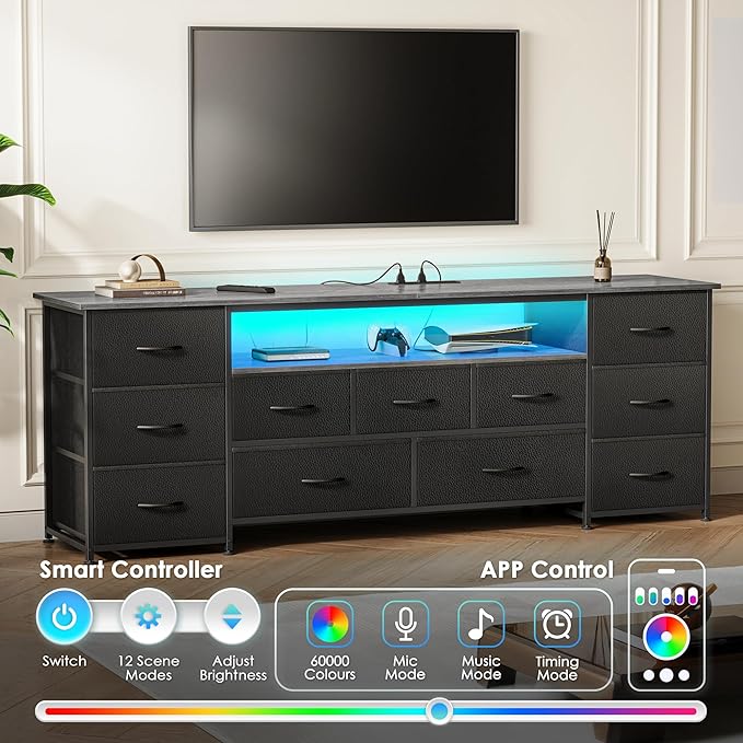 Huuger 63 Inch TV Stand for 65, 70 Inch TV, 11 Drawer Long Dresser - Image 4