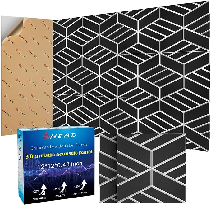 8 Pack 2-Layer Soundproof Wall Panels, 1.1lb/ft³ High Density, Thicker 0.43 in by Staytunedforournewproduct