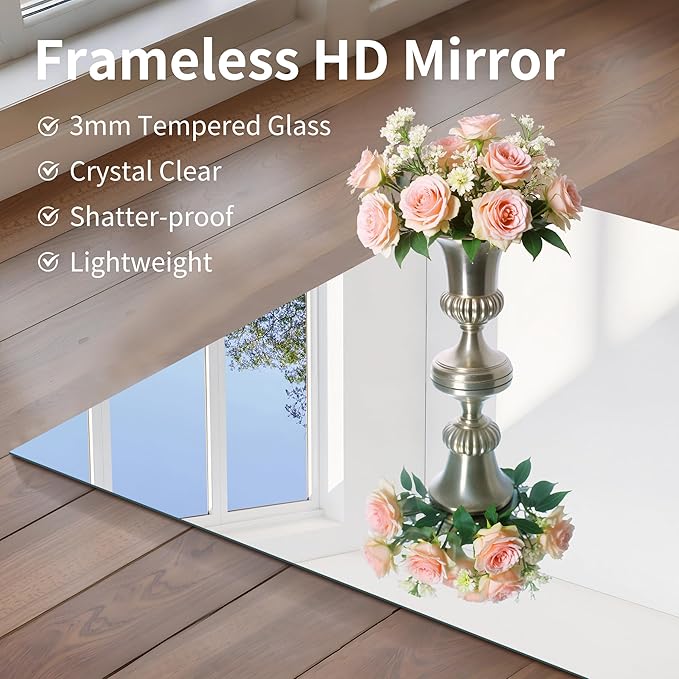 CILIBER Frameless Mirror, 24x36 Inch Bathroom Mirror - Image 4