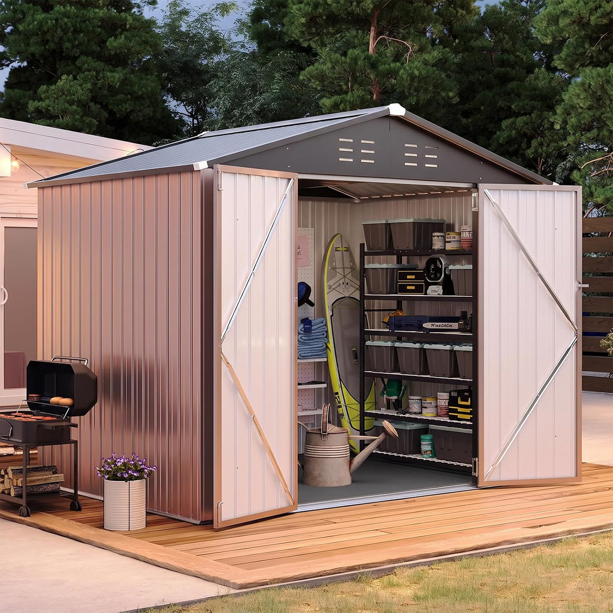 aoxun 8'x6' shed with floor galvanized steel outdoor, main product view