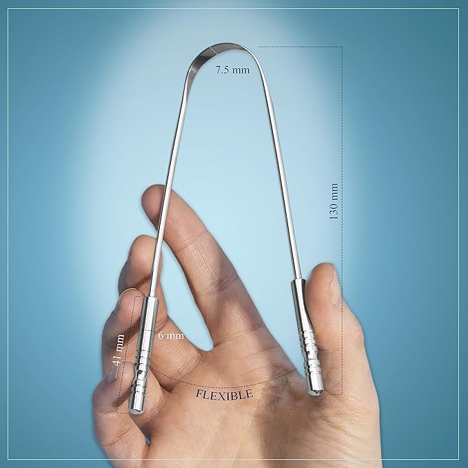 MasterMedi Tongue Cleaner Tongue Scraper Surgical Grade Stainless Steel Tongue - Image 2