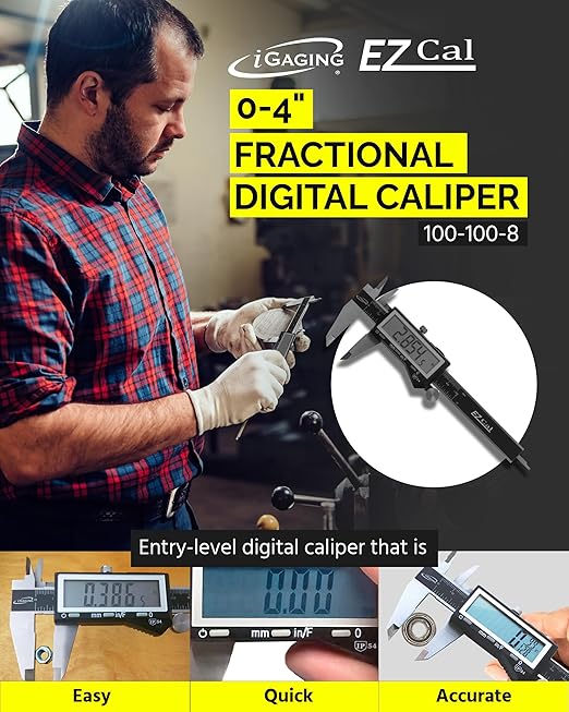 iGaging Premium IP54 0-4" EZ CAL Fractional Digital Caliper - Image 2