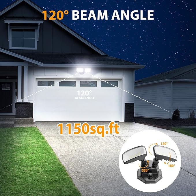 Onforu 32w 3200LM Dusk to Dawn Outdoor Lighting, 6500K Dual-Head Flood Light - Image 6