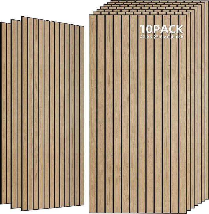 TO-TH Wood-Look Acoustic Wall Panels, 10 Pack 47.2” x 23.6” Sound Panels by TO-TH