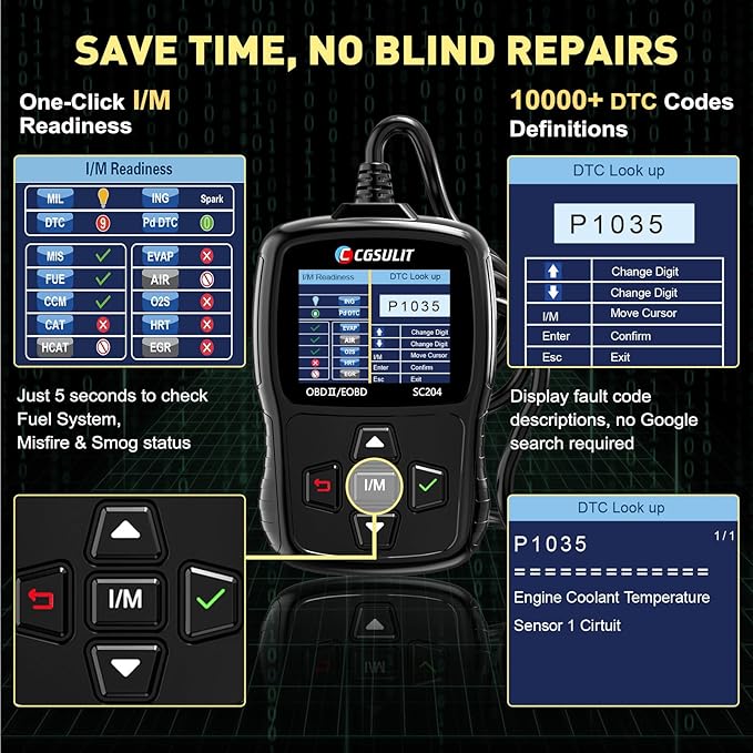 CGSULIT SC204 Enhanced OBD2 Scanner Diagnostic Tool, Check Engine Code Reader - Image 5