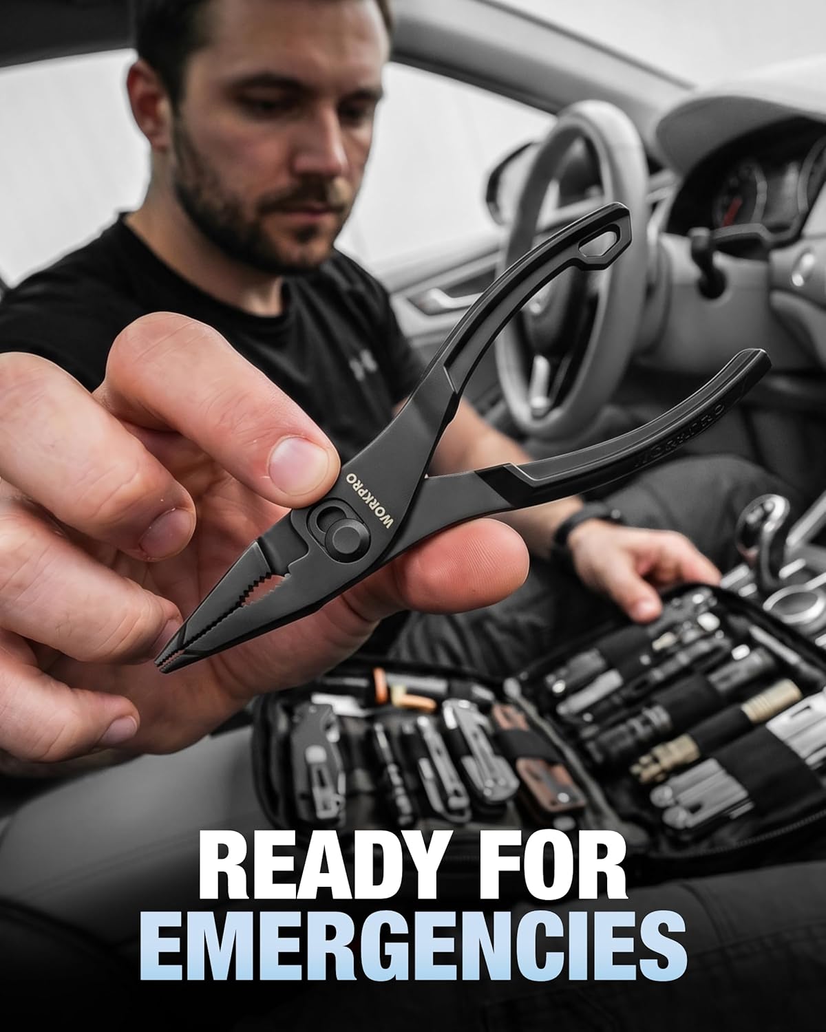 WORKPRO 4.5 Inch Long Nose Slip Joint Pliers, Small Pliers for Tight Spaces | Long Nose for Greater Reach, Alloy Steel, Two-Position, Anti-Rust Coating, Precision Grip, Pocket Size, Everyday Carry