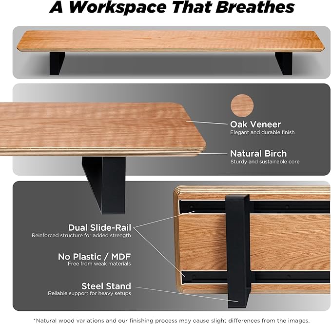 ULTRARM Moodular Wooden Monitor Stand 45.6” Large Desk Organizer - Image 3