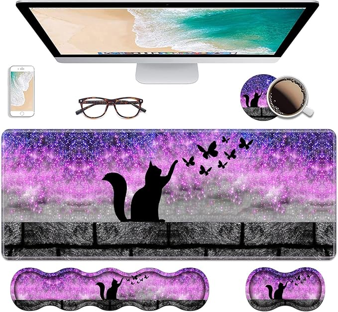 Ergonomic Keyboard Wrist Rest & Mouse Pad Wrist Rest Set, Large XXL Gaming Desk by Unknown