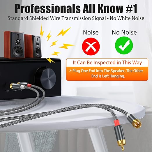 AGVEE 25ft RCA Cable, 2 RCA Male Thickened Six Claws Plug Stereo Auxiliary - Image 3