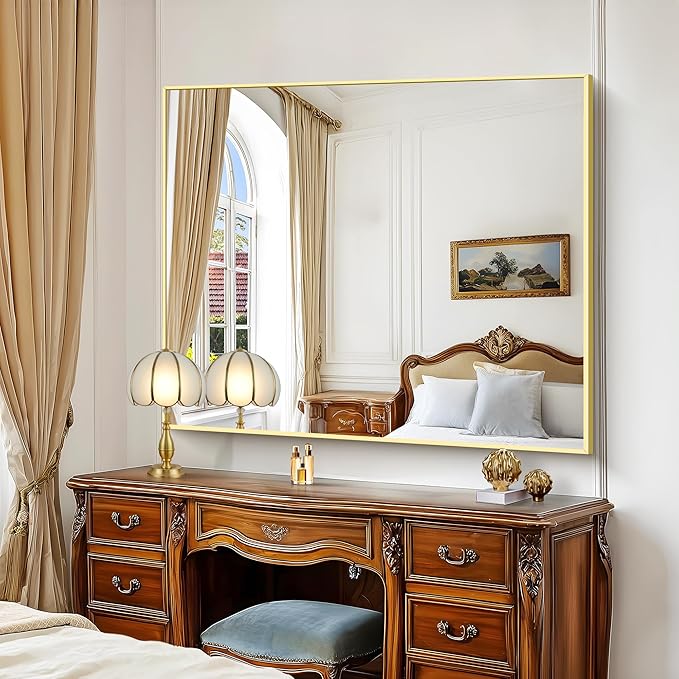 40x48inch Gold Bathroom Mirror, Large Rectangular Wall Mirrors - Image 4