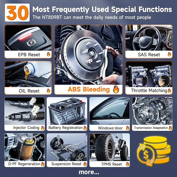 2026 FOXWELL Scanner NT809BT Wireless OBD2 Scanner Diagnostic Tool - Image 3
