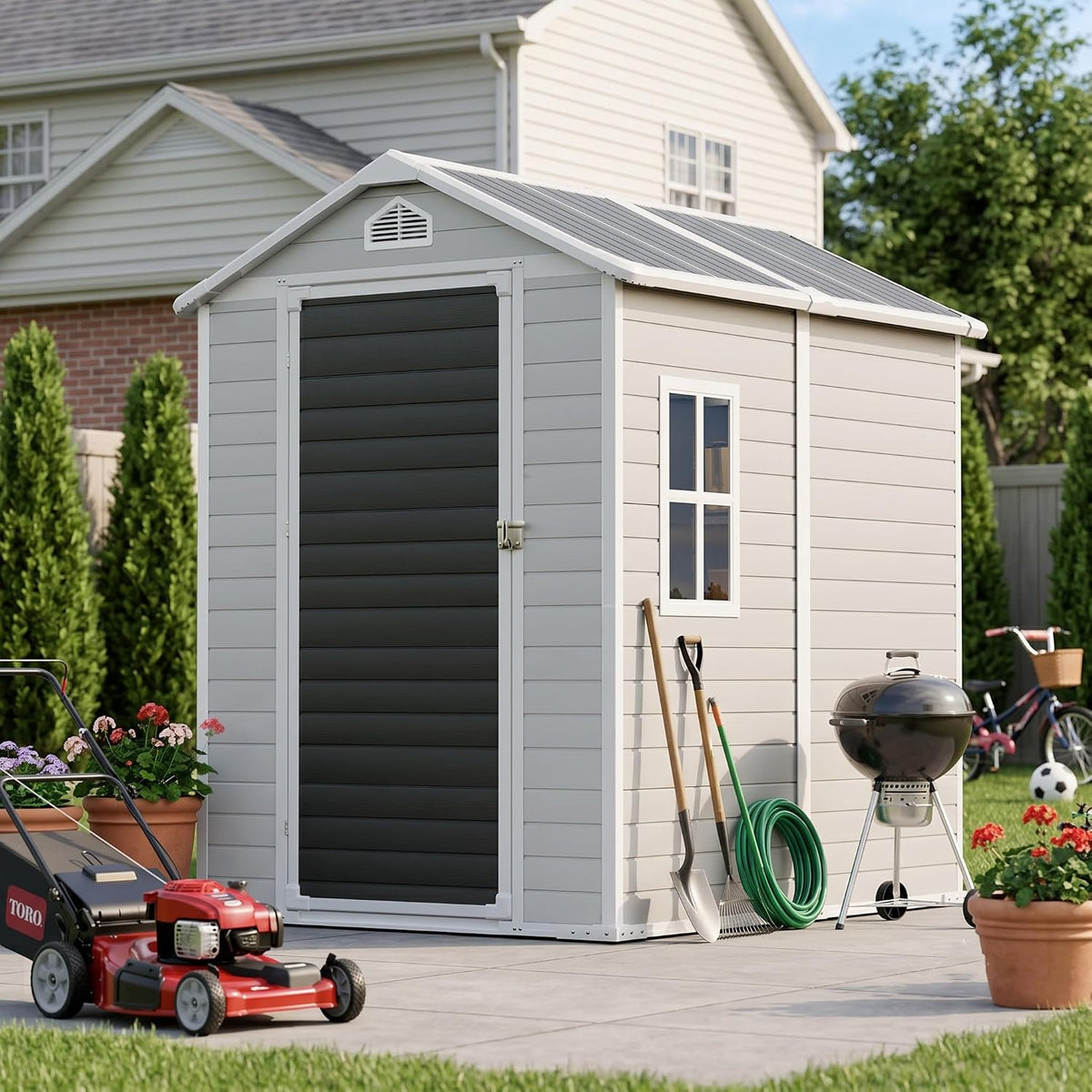 restland 4x6 ft resin storage shed with floor, main product view