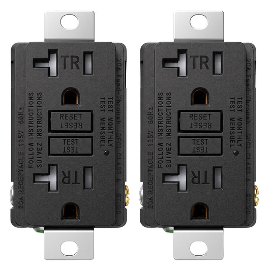 Baomain Generator GFCI Outlet 20Amp, Industrial Grade Self-Test Ground Fault Circuit Interrupter, Tamper-Resistant Receptacle,Heavy-Duty Receptacle, UL&CUL Certified, Matte Black (2-Pack)
