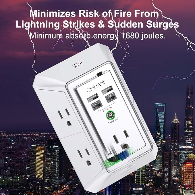 3-Sided Outlet Extender with Night Light - Image 5