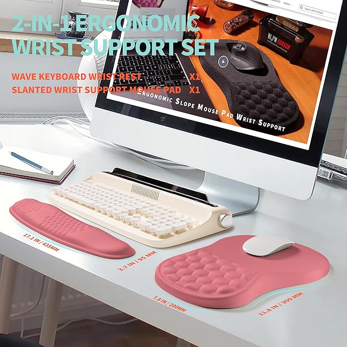 KUOSGM 2-in-1 Ergonomic Set, Wave Rise Keyboard Wrist Rest and Massage Bulge - Image 5