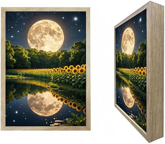 URVIP LED Glowing Photo Frame, 3D Starry-Sky Blue Moon Wall Art, 9x12 Inches by URVIP