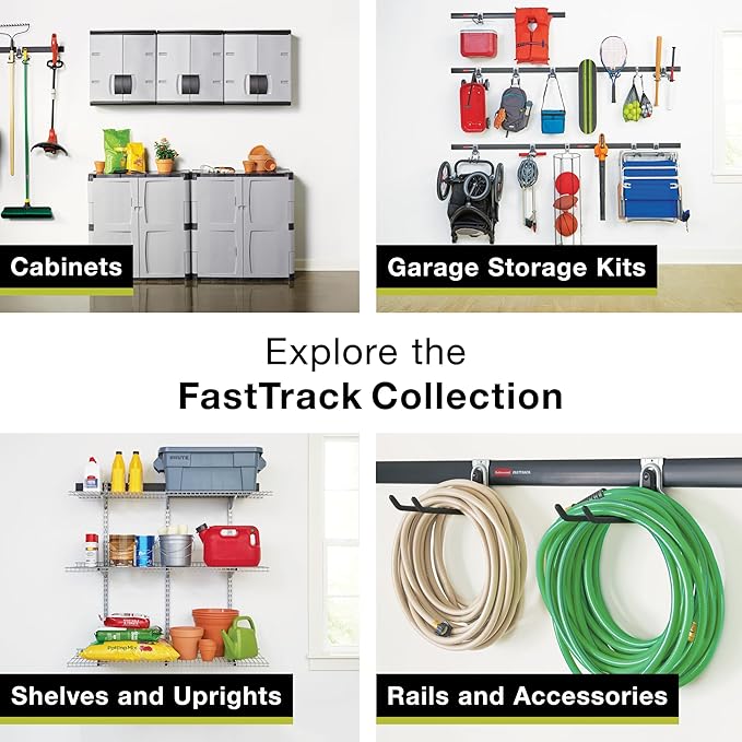 Rubbermaid 20-Piece FastTrack Garage Wall-Mounted Storage Kit 5 Rails and 15 - Image 7