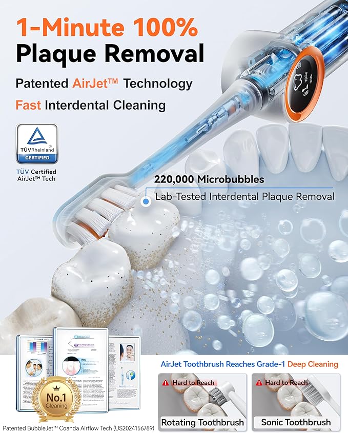 RANVOO AirJet™ Bubble Sonic Electric Toothbrush, Plaque Removal - Image 4
