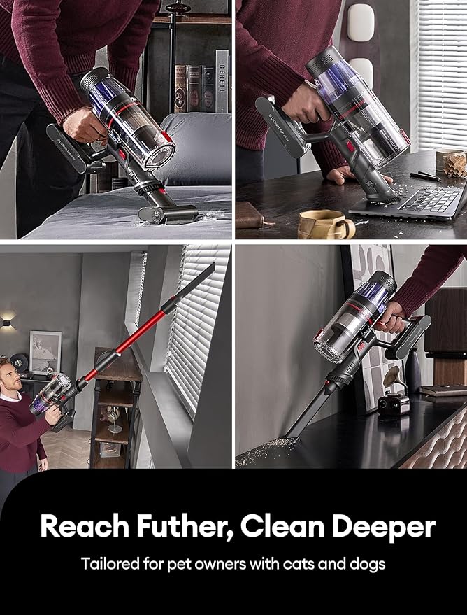 Ultenic Cordless Vacuum Cleaner, 550W/50Kpa, 60Mins Runtime, 180°Bendable Wand - Image 10