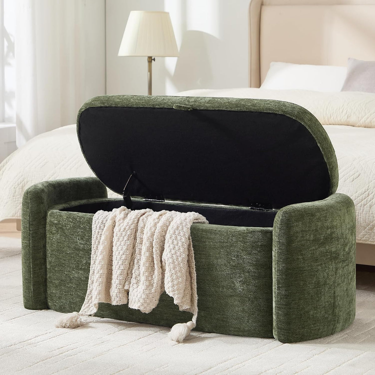 oval ottoman bench with 20 gal of storage, main product view