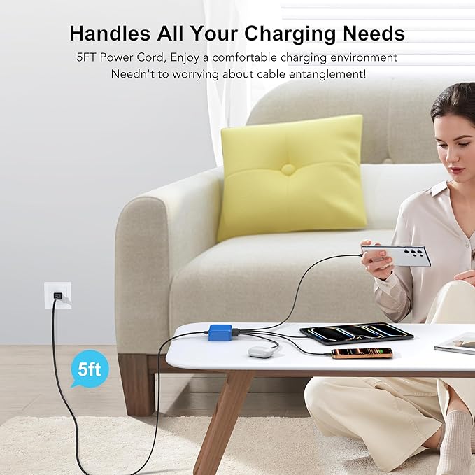 USB C Fast Charger, 100W GaN 6 Port Type C Charging Station Hub Block Cube - Image 8