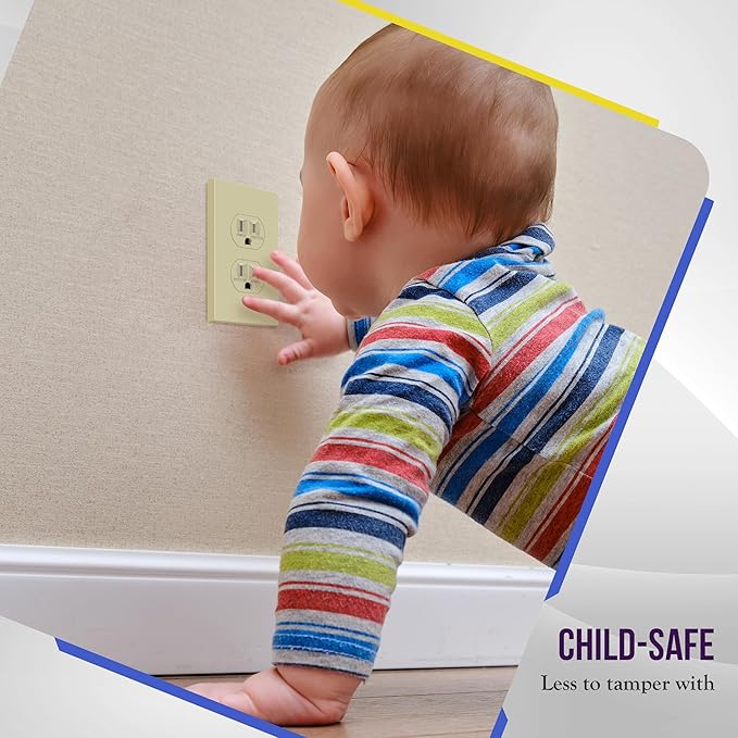 ENERLITES Screwless Duplex Wall Plate, Child Safe Receptacle Outlet Cover - Image 6