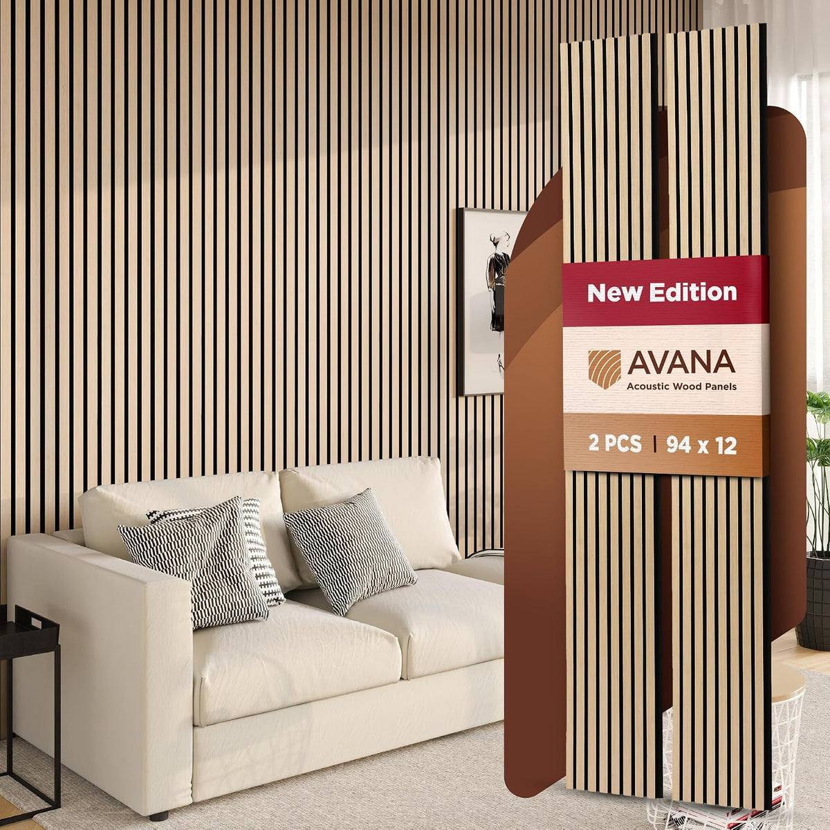 Avana Acoustic Wood Wall Panels – 94.4 x 12.6 Inch White Oak Acoustic Panels 2