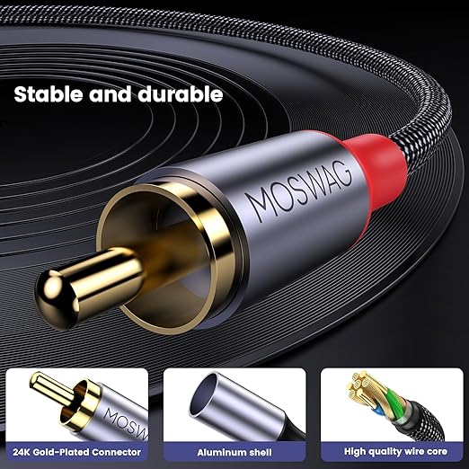 MOSWAG RCA Splitter, 1 Female to 2 Male, RCA Y Splitter Audio Video Cable - Image 3