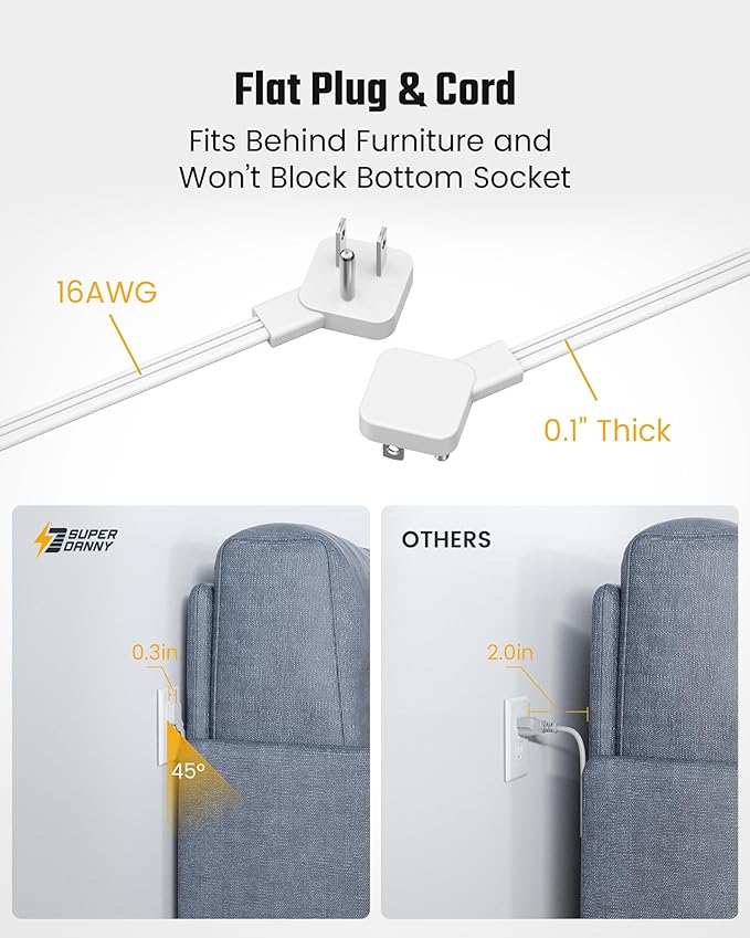35W Fast Charging SUPERDANNY 4-Outlet 4-USB Power Strip - Image 6