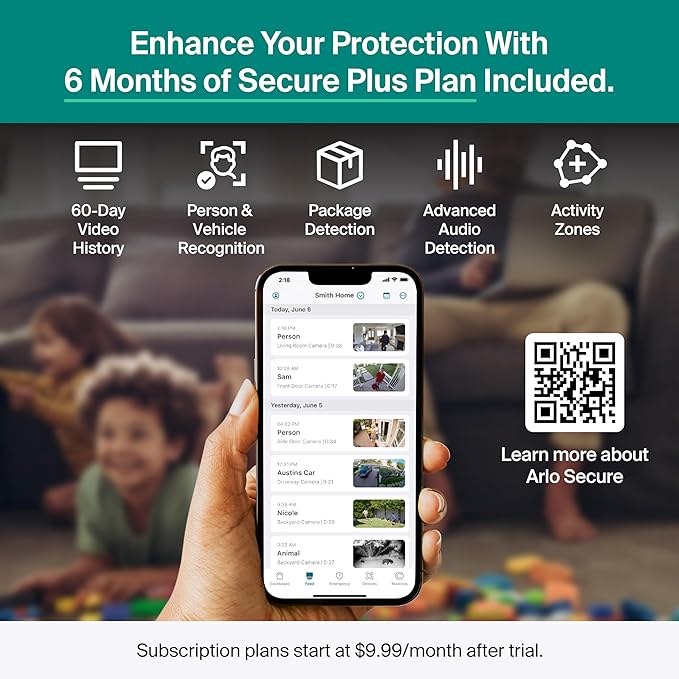 Arlo Essential Pan Tilt Security Camera 2K + 6 Months of Secure Plus Plan - Image 4