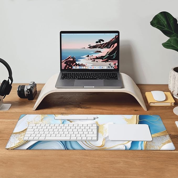 Swirl of Blue Gold Marble Extended Big Mouse Pad Large, XL Gaming Mouse Pad - Image 9