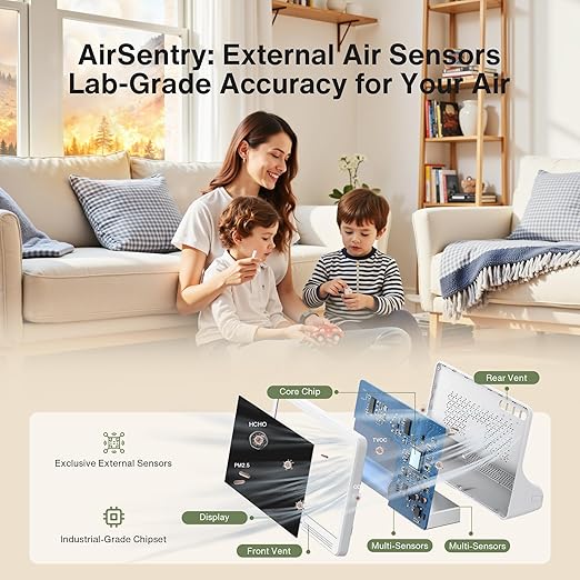 bonoch 16 in 1 Air Quality Monitor Indoor 7" Display 9 AQI+7 AQI Alerts - Image 3