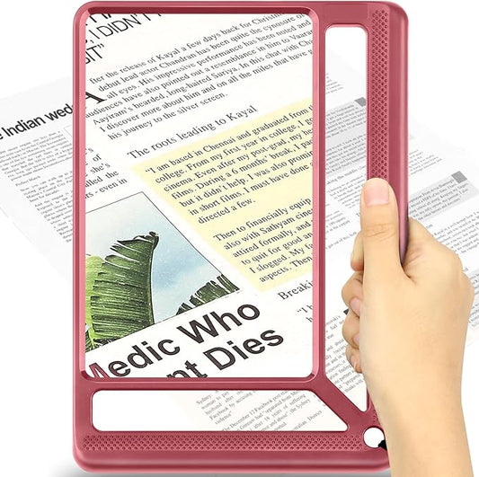 5X Full Page Magnifying Glass for Reading, Lightweight Rectangular Magnifier by AKKYCVS