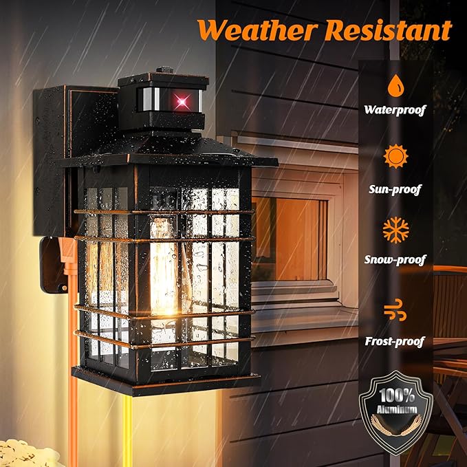 Porch Lights with GFCI Outlet, 3 Modes Oil-Rubbed Bronze Exterior Light - Image 6