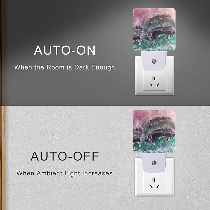 Smoaffly Color Pink Fluorite Crystal Stone Night Light Plug-in LED Nightlights - Image 5