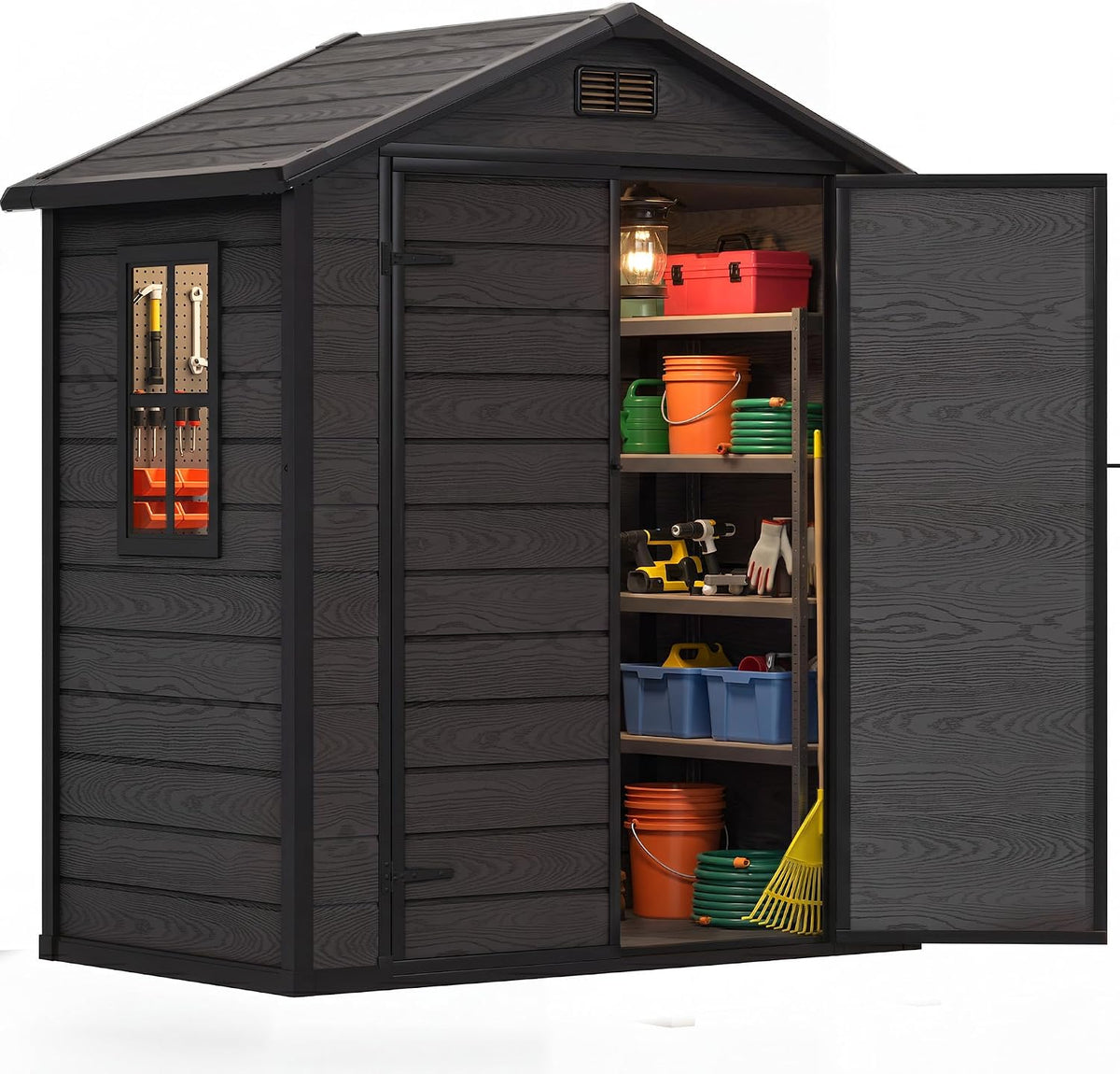 dwvo 6x4ft resin outdoor storage shed with reinforced, main product view