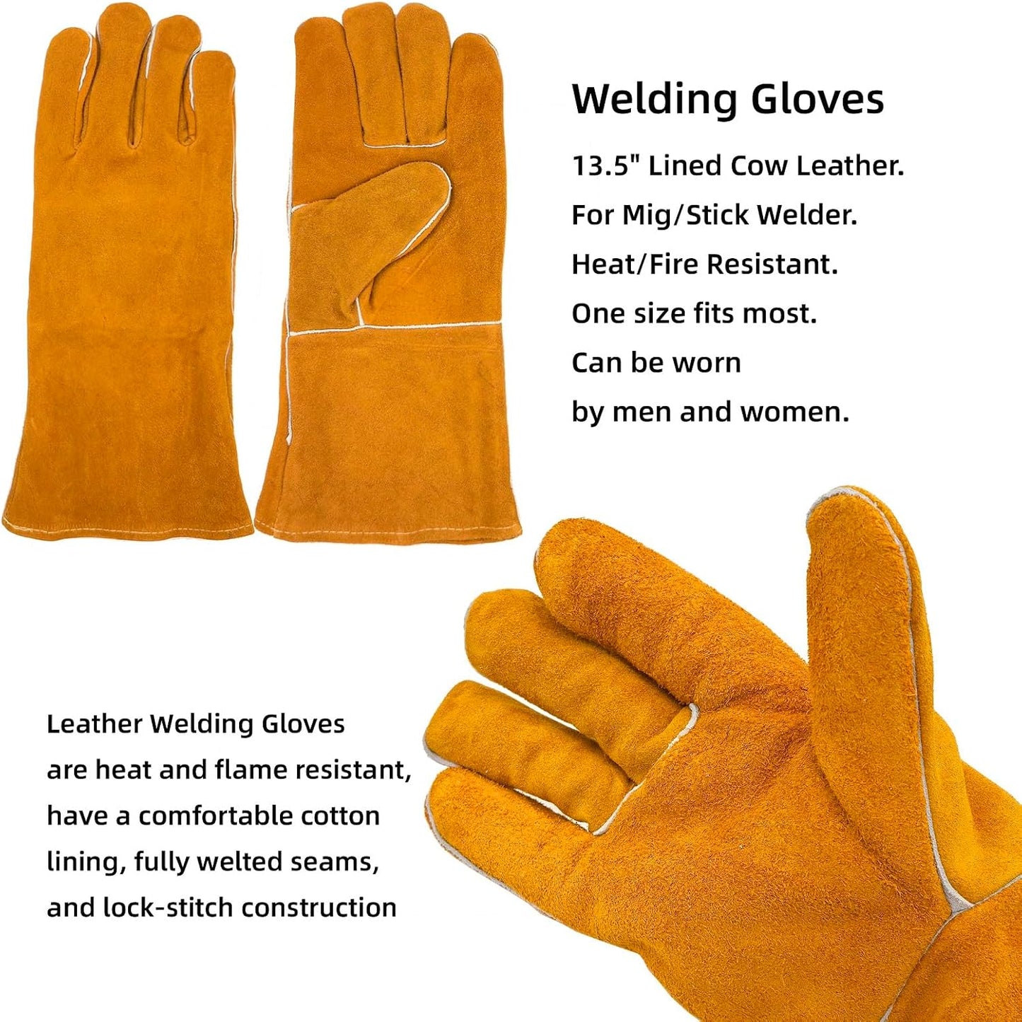 Welding Accessories,Welding Chipping Hammer, Leather Welding Gloves 13.5",6-in-1 Welpers Pliers 7",Wire Brush 11",for Welder