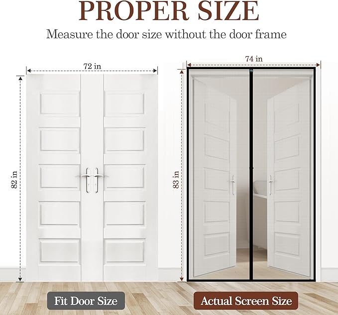 yotache Wide Screen Door with Magnets Fits Door Size 72 x 82, Screen Size 74" x - Image 2