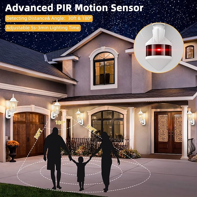 Lamomo 2 Pack Motion Sensor Outdoor Lights, Upgrade Dusk to Dawn White Outdoor - Image 3