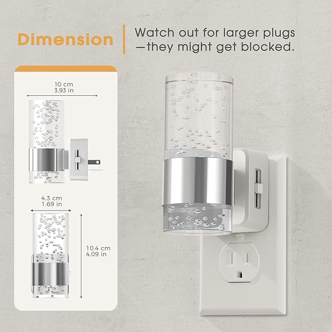 Briignite Night Light, 2 Pack Dimmable Night Lights Plug into Wall, Bubble - Image 5