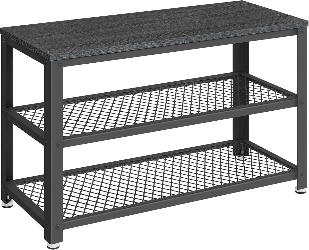 vasagle 3-tier shoe rack, storage bench with metal, main product view