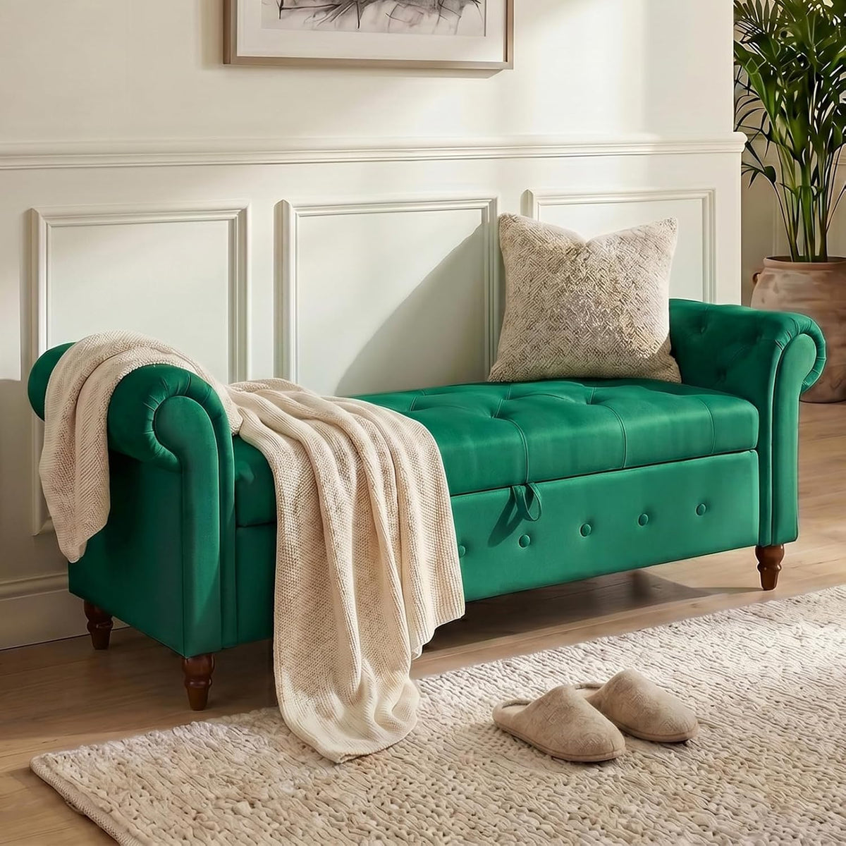 storage bench, end of bed bench with pull, main product view