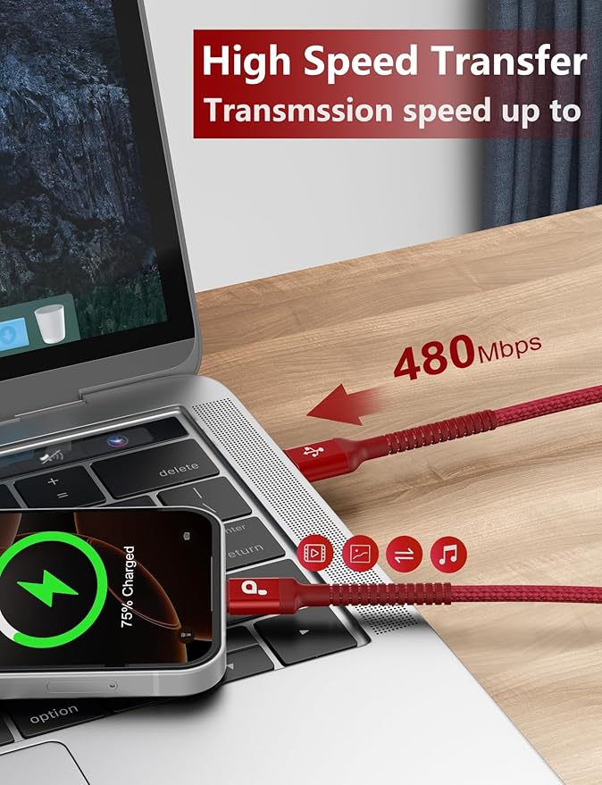 USB C Cable 10FT, Type C Cable 3A Fast Charging Upgraded Extra Durable Braided - Image 4