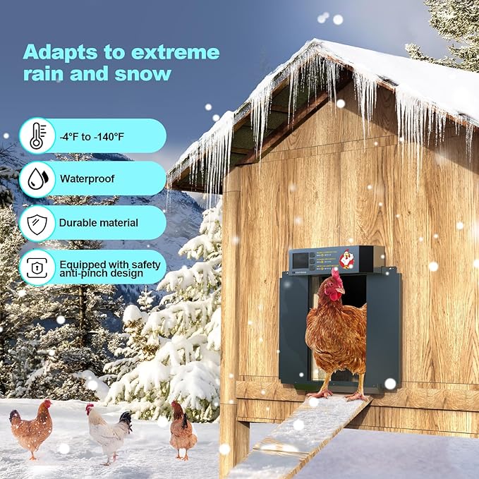 CKAIJHIEG Chicken Coop Door, Automatic Chicken Coop Door Opener, Large LCD - Image 4