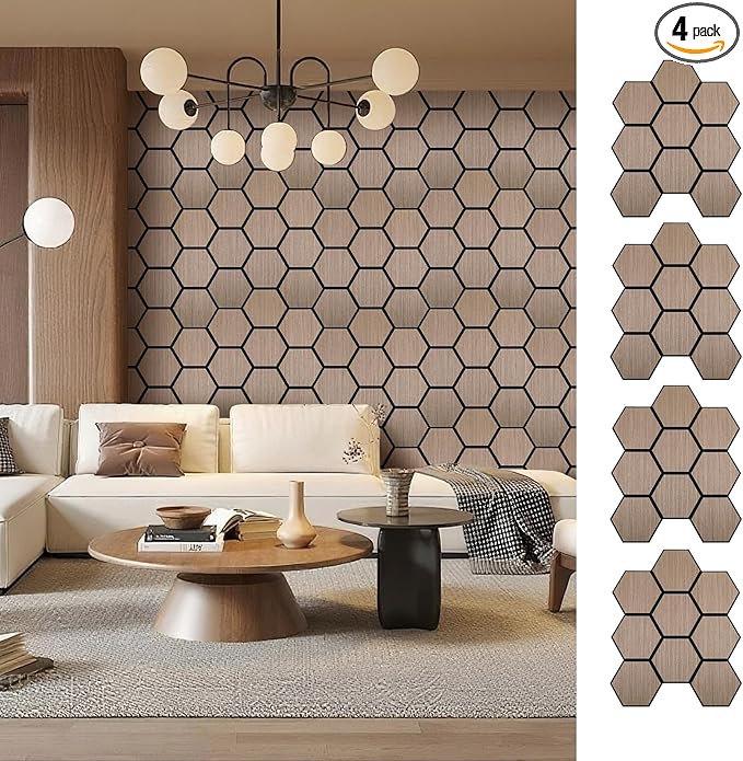 Hexagon Acoustic Wall Panels, Self-Adhesive Sound Absorbing Wall Panel by ARMURO by ARMURO